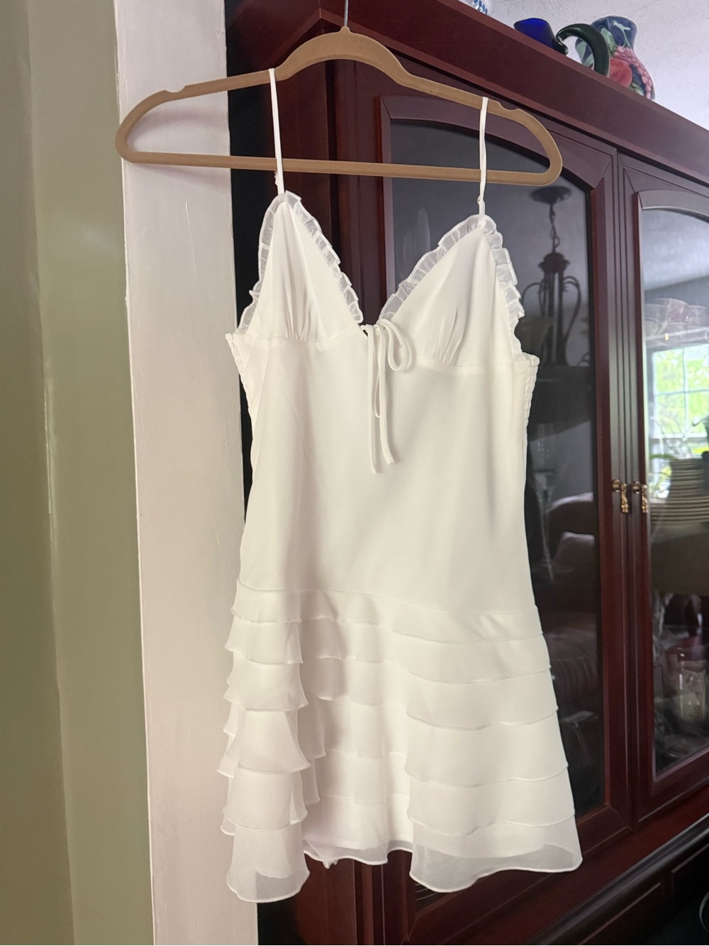 Amanda Uprichard White Ruffle-Trim Slip Dress